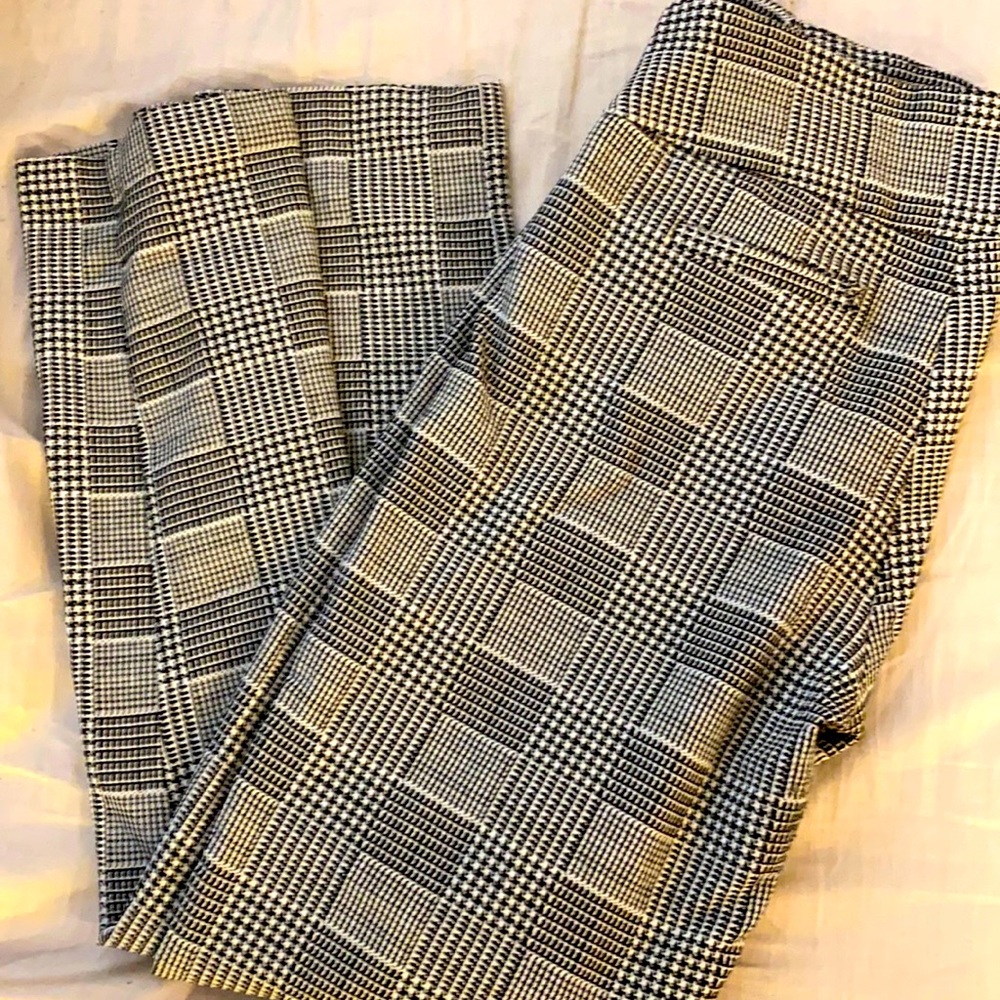 Houndstooth Black and White Pants w Elastic Waist
